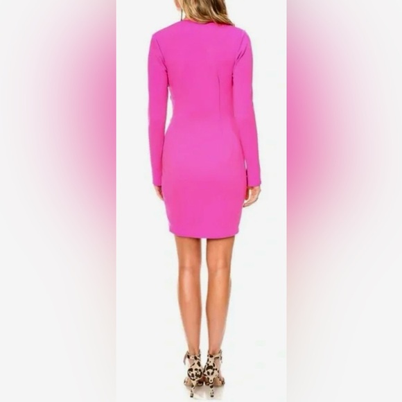 Katie May Next Round Plunge Neck Long Sleeve Mini Crepe Dress. - Picture 8 of 10